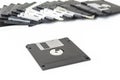 Old floppy disks for computer on the white. Royalty Free Stock Photo