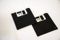 Old floppy disks on white background Royalty Free Stock Photo