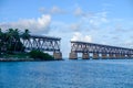 The old Florida East Coast Railway Pratt Truss bridge spanning b Royalty Free Stock Photo