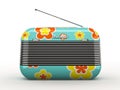 Old flovers pattern vintage retro style radio receiver isolated