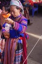 Old Flowered Hmong woman Royalty Free Stock Photo