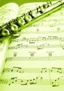 Old flute and music score Royalty Free Stock Photo