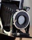 Old folding camera shutter detail