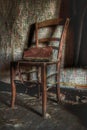 Chair in an abandoned decaying house in europe