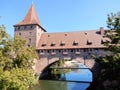 Old fortifications of Nuremberg with tower, water gate, Germany