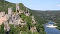 Old fortress AiguÃÂ¨ze overlooking the river ArdÃÂ¨che in France