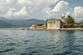 Old fortress island on the sea in Montenegro on a sunny day. Tourism and travel