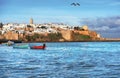 Old fortress in Morocco with boats on the waters of the Gulf