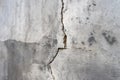 Old foundation and plaster wall with cracks. Building requiring repair closeup. Royalty Free Stock Photo