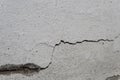 Old foundation and plaster wall with cracks. Building requiring repair closeup. Royalty Free Stock Photo