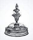 Old round fountain. Vector drawing Royalty Free Stock Photo