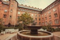 Old fountain in courtyard of Copenhagen City Hall, built in 1905 in Denmark. Architecture in the National Romantic style Royalty Free Stock Photo