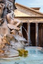 Old fountain next to the Pantheon in Rome at sunset Royalty Free Stock Photo