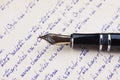 Old fountain pen and old manuscript Royalty Free Stock Photo