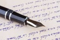 Old fountain pen and old manuscript Royalty Free Stock Photo