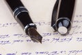 Old fountain pen and old manuscript Royalty Free Stock Photo