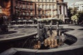 Old fountain with stone oriental statue of one of the streets of Yerevan.