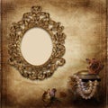 Old frame Victorian style on the vintage background