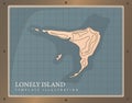 Old framed treasure map of a lonely desert island. Ancient map of the archipelago. Modern template design with text