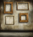 Old frames hanging on wall Royalty Free Stock Photo