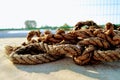 Rope and shadows during sunny day.. Royalty Free Stock Photo