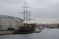 Old fregate on Neva river in Saint Petersburg Royalty Free Stock Photo