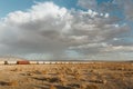 Old freight cars in Trona Pinnacles, California Royalty Free Stock Photo