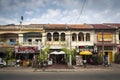 Old french colonial architecture in kampot town street cambodia