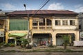 Old french colonial architecture in kampot town street cambodia