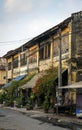 Old french colonial architecture in kampot town street cambodia