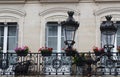 Old French house with traditional balconies and windows. Paris. Royalty Free Stock Photo