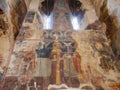 Old fresco wall dating from 16th century inside Gremi monastery, church of Archangels in Kakheti region, Georgia. Royalty Free Stock Photo