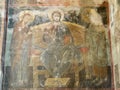 Old fresco wall dating from 16th century inside Gremi monastery, church of Archangels in Kakheti region, Georgia. Royalty Free Stock Photo