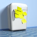 Old fridge with yellow stickers Royalty Free Stock Photo