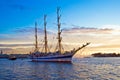 Old frigate on Neva river