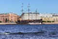 Old frigate in Saint Petersbourg Royalty Free Stock Photo