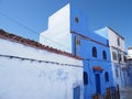 Old frontage of moroccan alley in African Chefchaouen city in Morocco Royalty Free Stock Photo