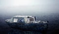 Old frozen boat