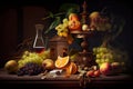 Old Fruits and Food As Abstract Vanitas Wallpaper Background AI Generative Royalty Free Stock Photo