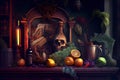 Old Fruits and Food As Abstract Vanitas Wallpaper Background AI Generative Royalty Free Stock Photo