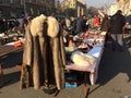 Old fur coat at flea market.