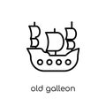 Old Galleon icon. Trendy modern flat linear vector Old Galleon i Royalty Free Stock Photo