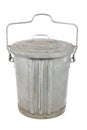 Old galvanized garbage can with lid and handle Royalty Free Stock Photo