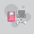 Old game console, like gamebot, ps stick, psp Royalty Free Stock Photo