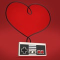 old gamepad vintage controller love gaming concept background heart render isolated