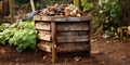 Old garden compost bin for organic material Royalty Free Stock Photo