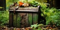 Old garden compost bin for organic material Royalty Free Stock Photo