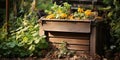 Old garden compost bin for organic material Royalty Free Stock Photo