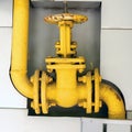 Old gas pipe valve to control gases entering the system. For ins Royalty Free Stock Photo