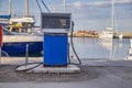 Old gas station for boats and ships at the port Royalty Free Stock Photo